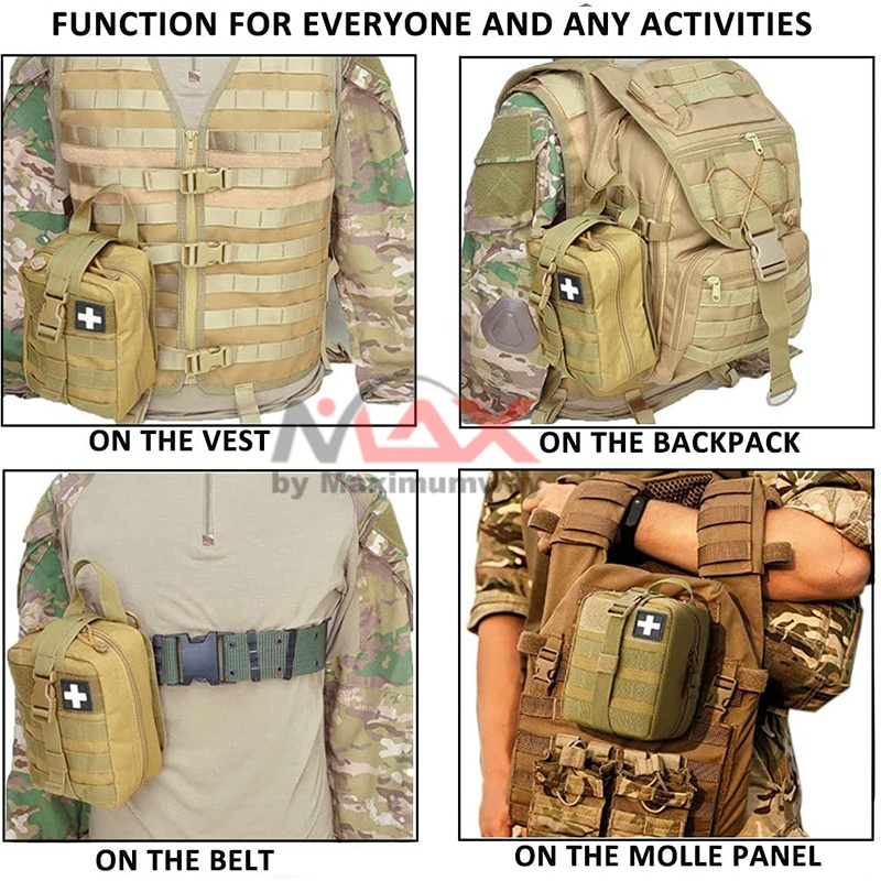 HAISUNNY Tas pinggang P3K PPPK Medis Obat Gaya Militer Tas Medis Obat P3K First Aid Kit Medical Bag tas pinggang mobil motor camping outdoor Tactical Bag Survival Pouch Outdoor Medical Box Large Size SOS Bag Tactical First Aid Bag Medical Kit Bag Molle