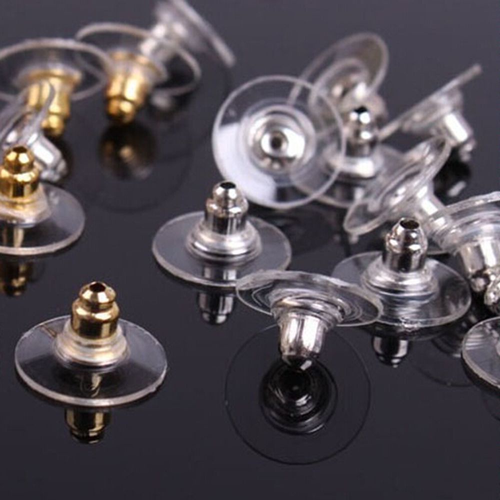 Needway  Soft Ear Stud Backs 50pcs/lot Stopper Plugs Earring Back Stoppers Accessories Findings DIY Fashion Rubber Clear Earring Pads/Multicolor