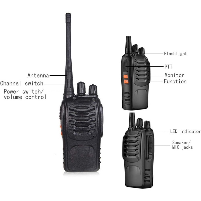 WLN 1-3KM Handy Talky 888S Walkie Talkie Radio dua arah 2800MAH ORIGINAL