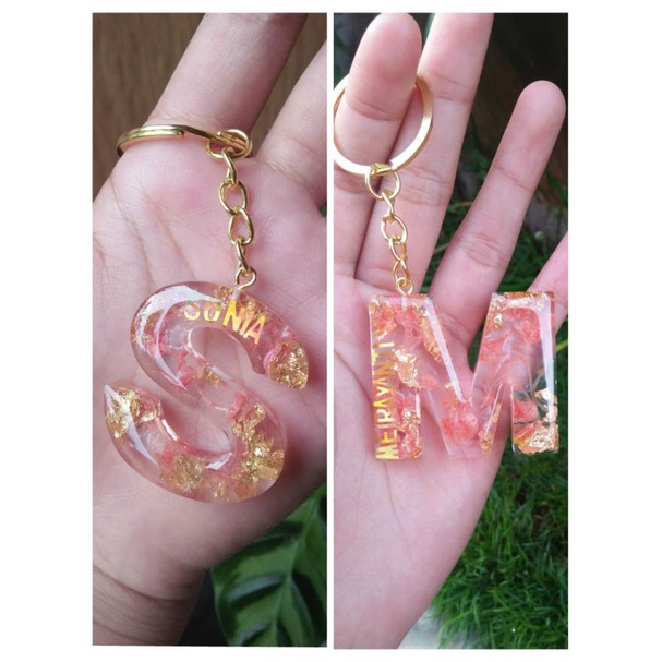 Custom resin keychain alphabet abc Gantungan kunci custom nama resin keychain
