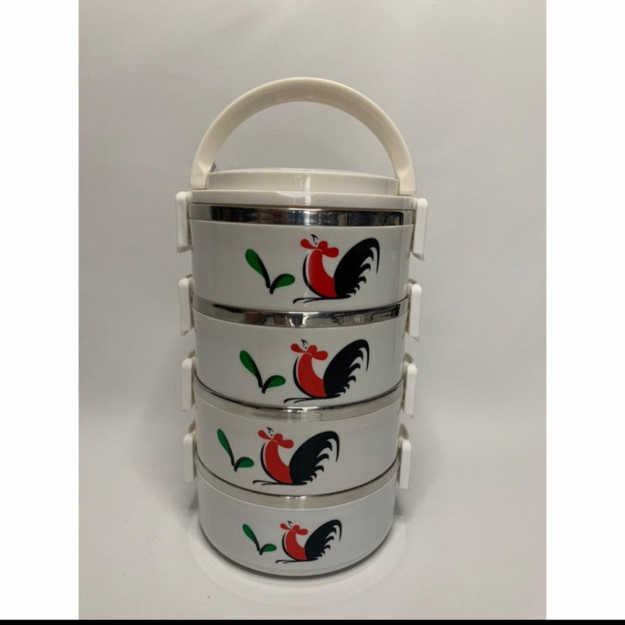 BELLA - RANTANG 4 SUSUN AYAM JAGO LUNCH BOX ENAMEL STAINLESS STELL