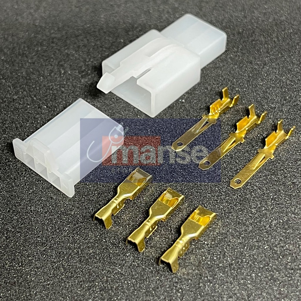 Socket Motor 3 Pin Kecil / Soket Konektor Kabel 3 Pin + Skun (isi 10 Set)