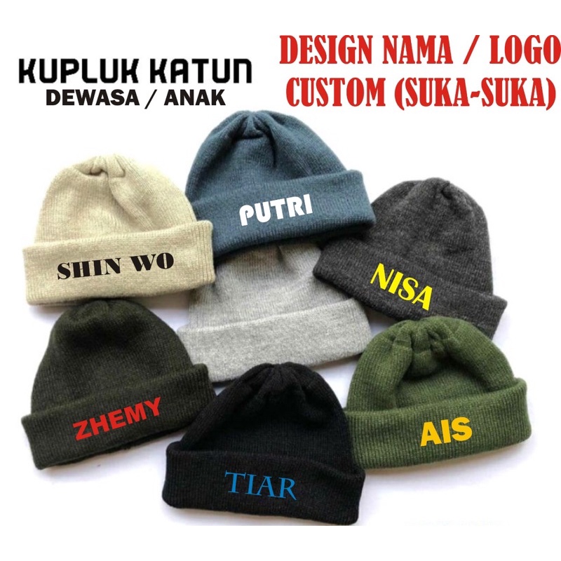 Topi KUPLUK Anak dan Dewasa GRATIS Request Nama Logo Design Custom