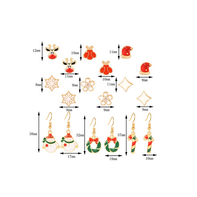 LRC Anting Set Fashion Color Christmas Earrings Earrings Set Of 9 D18707