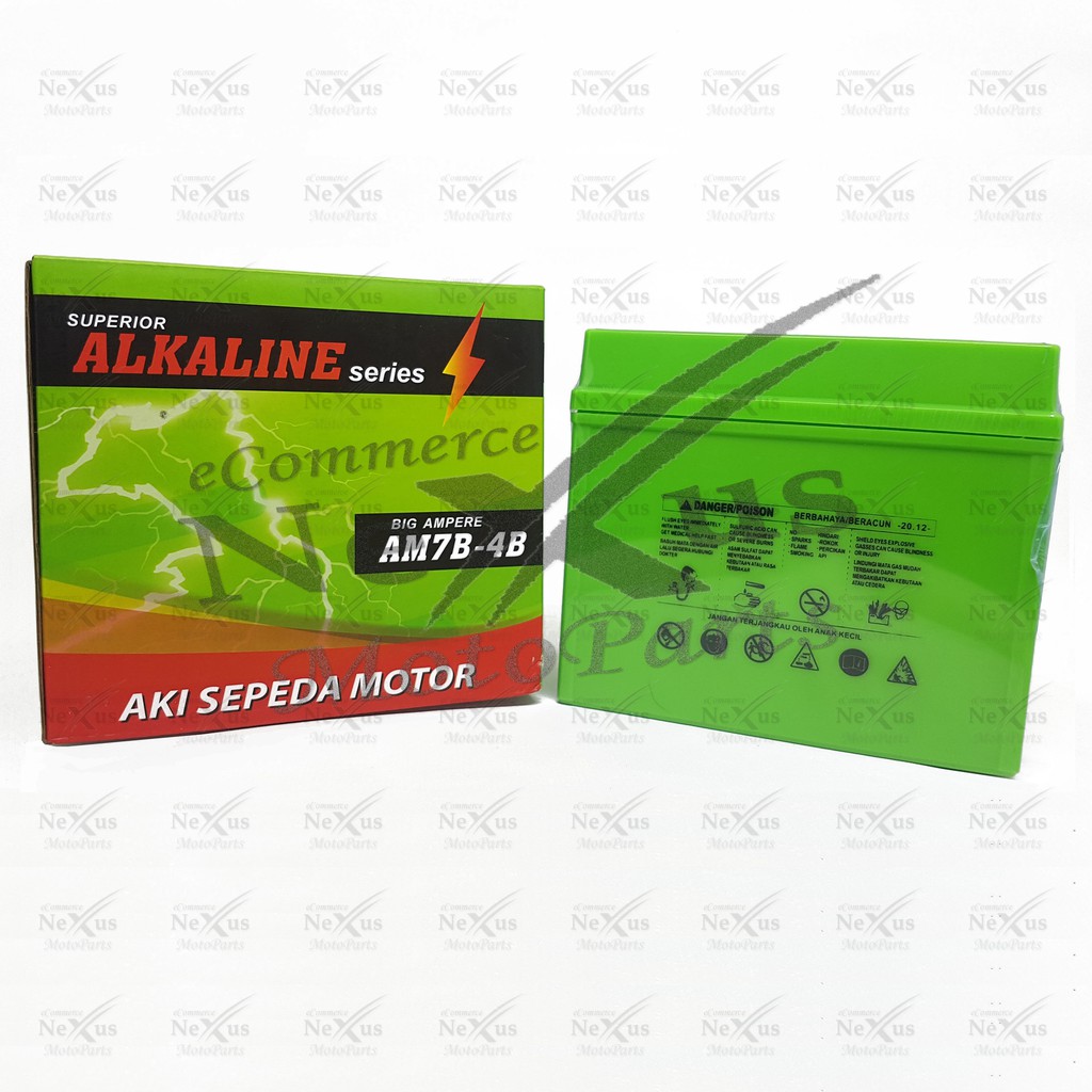 Aki Motor ALKALINE AM7B-4B GM7B YB7B / 12V 7A Tiger Scorpio Nouvo