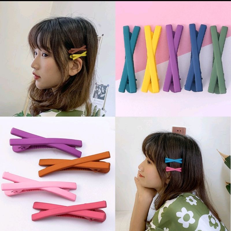 Jepit Rambut Korea Model Silang Warna Warni Hair Clip Hair Pin Jepit Poni Aksesories