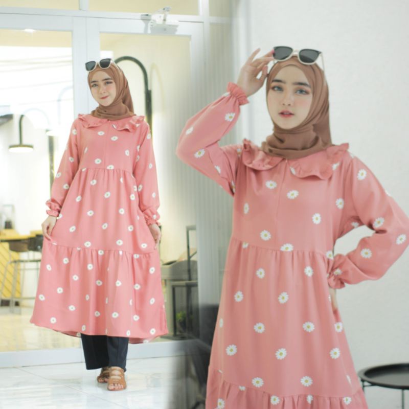 MIDI DRESS DAISY by JR one collection/MIDI DRESS TERMURAH/TUNIK BUNGA KEKINIAN