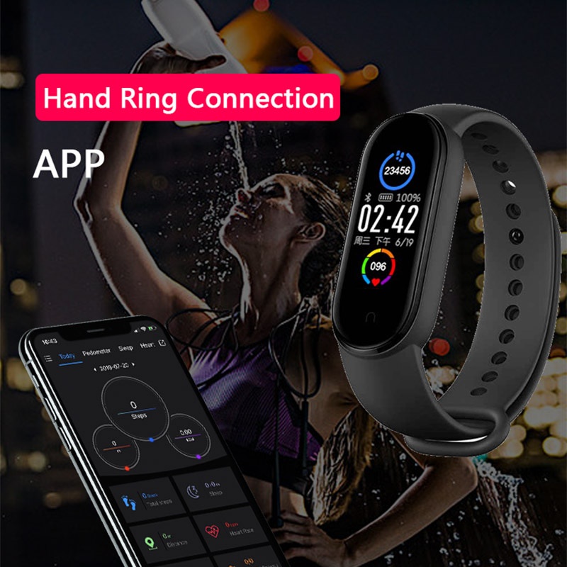 SKMEI M5 Smart Band Smartwatch Jam Pria Wanita Sport Bluetooth Synchronize Smart Phone Jam Pintar Digital Anti Air Waterproof Heart Rate Blood Pressure Oxygen M5 Sync for Android Samsung IOS Xiaomi Mi Band 6 5 4 3 Sport Wristband Silicone Bracelet