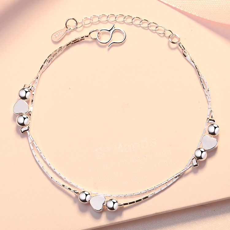 Gelang Tangan Wanita Gelang Perak Titanium Bracelet Premium Sterling Silver Multilayer-GT005 (Love Ball)