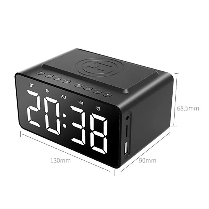 AEC BT508 - Bluetooth Speaker LED Alarm Clock with Wireless Charger