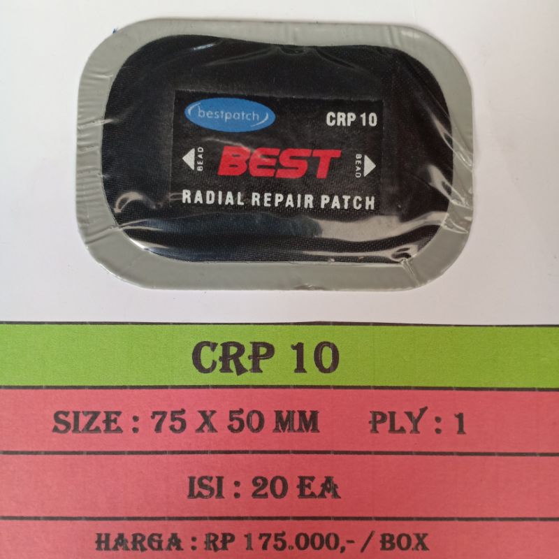 Bestpatch CRP 10 Radial Tyre Patch - Karet Tambal Ban Luar - Bestpatch - 1 Box isi 20pcs