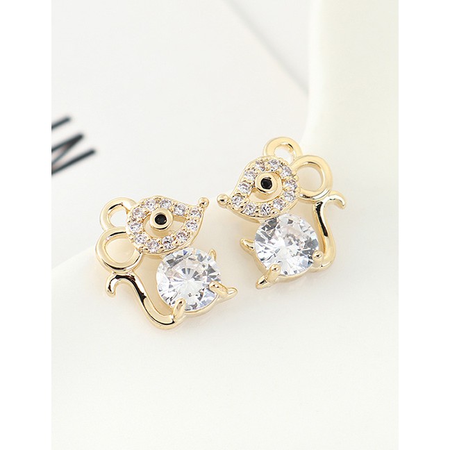 LRC Anting Tusuk Fashion Diamond Stud Earrings With Zircon Y63466