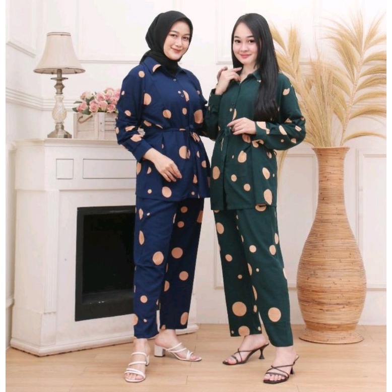 [LD. 120] SETELAN TIE DYE WANITA JUMBO MURAH // one set  tie dye kekinian// set tie dye polka