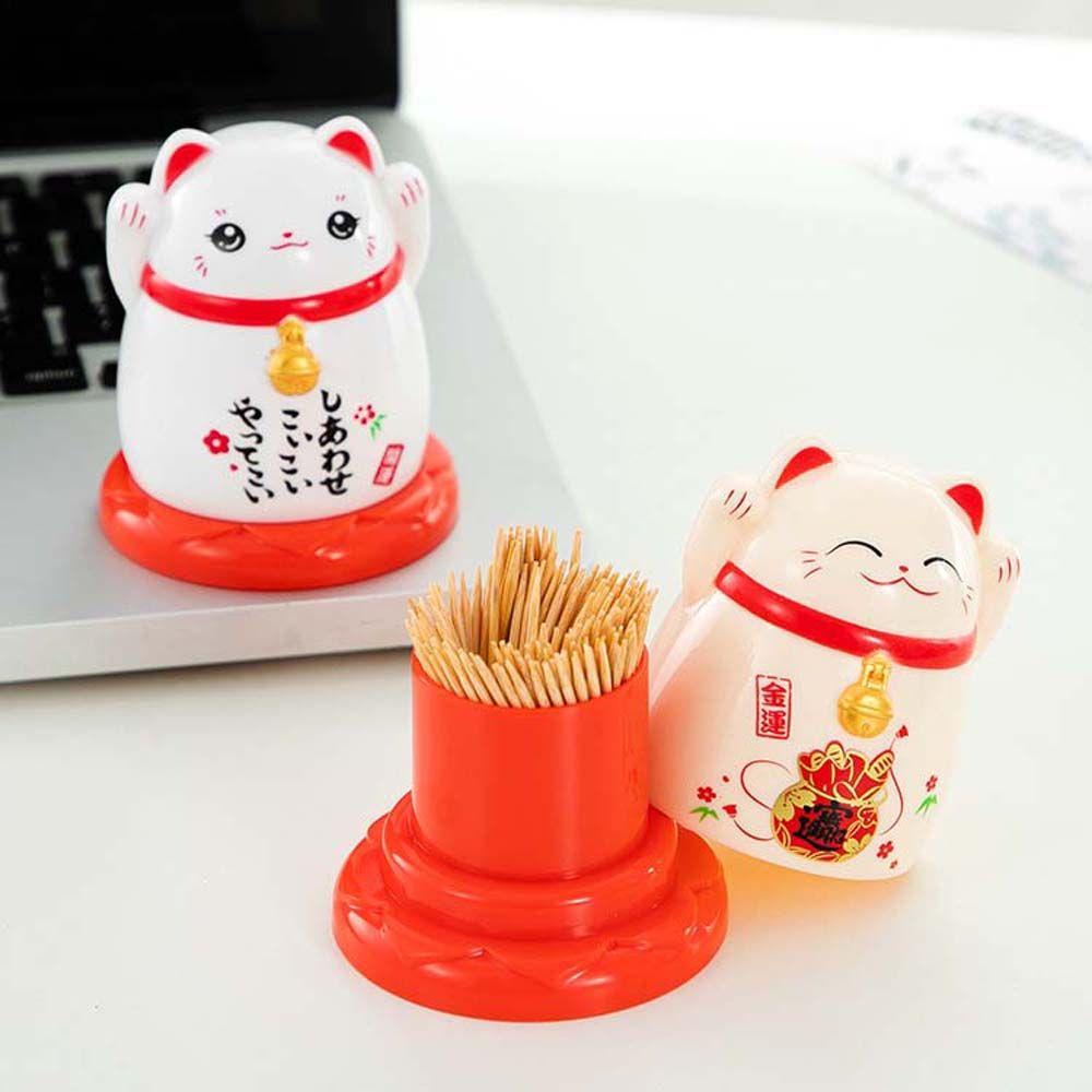 Rebuy Tempat Tusuk Gigi Kartun Jepang Organizer Dekorasi Meja Lucky Cat High Quality Dispenser