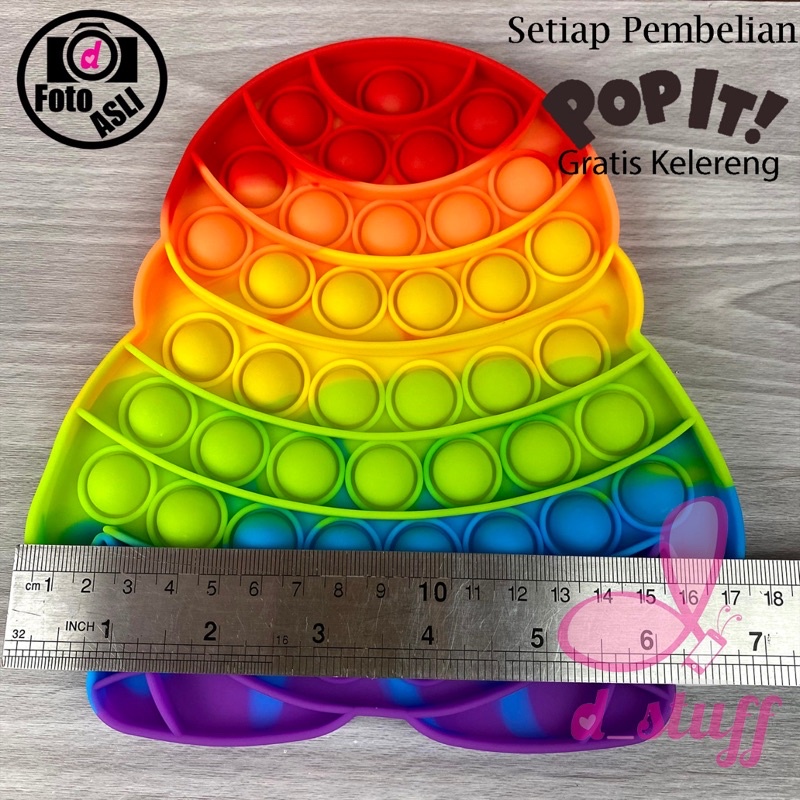 POP IT mainan Fidget Rainbow POPIT jumbo / XXL size-Pinguin rainbow