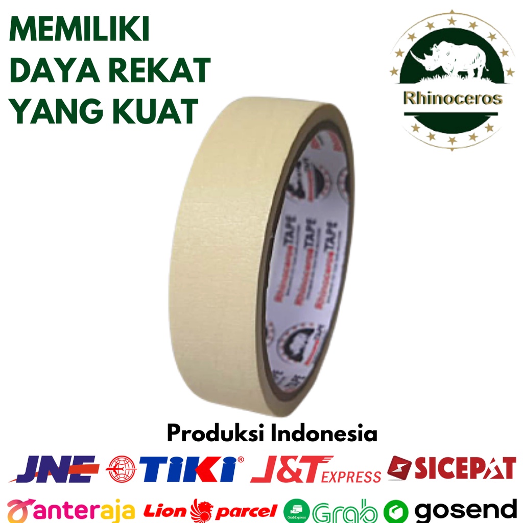 Lakban Kertas Masking Tape RHINOCEROS Tape Putih 24mm x 10m