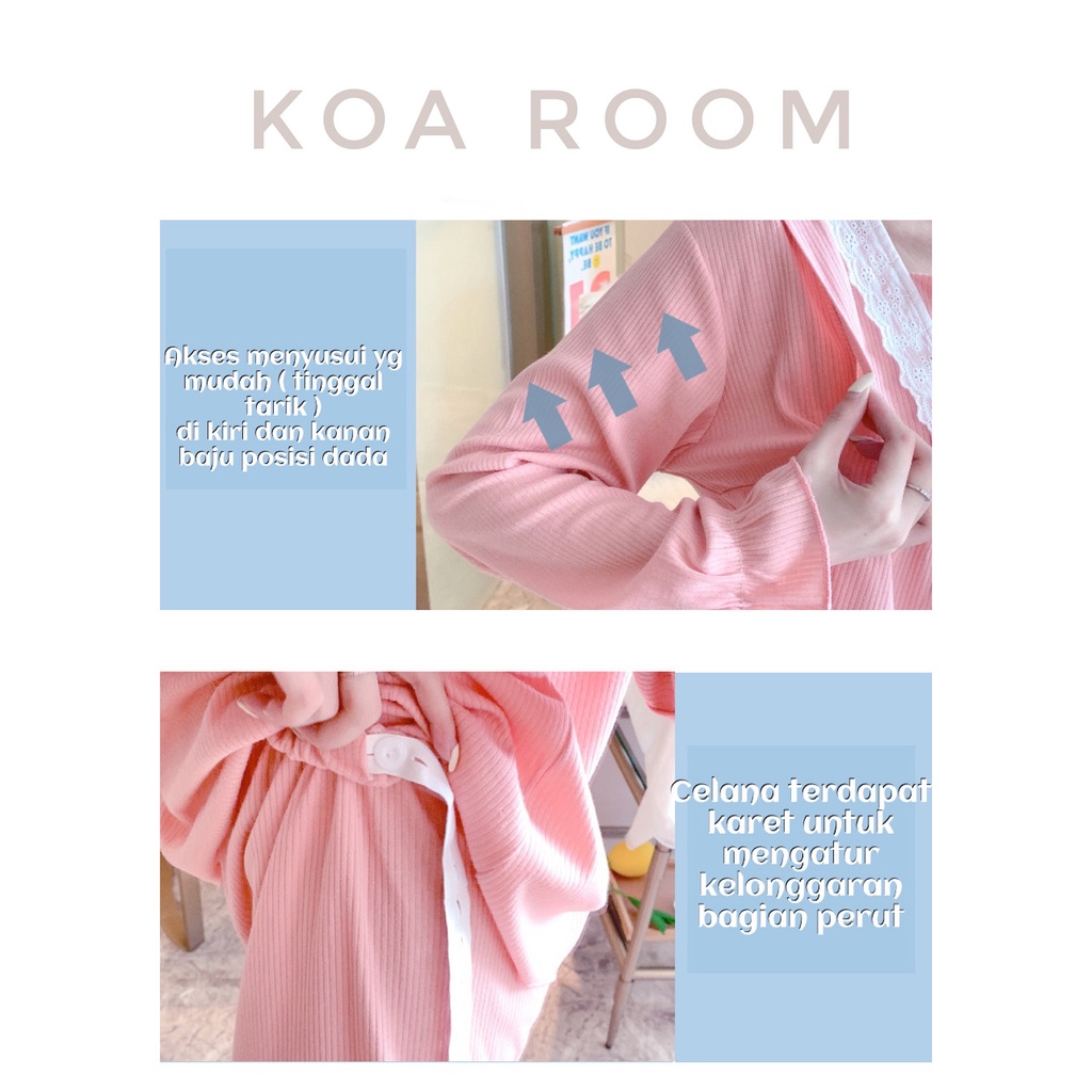 KOA MATERNITY PIYAMA SET ( BAJU TIDUR BUMIL/MENYUSUI )