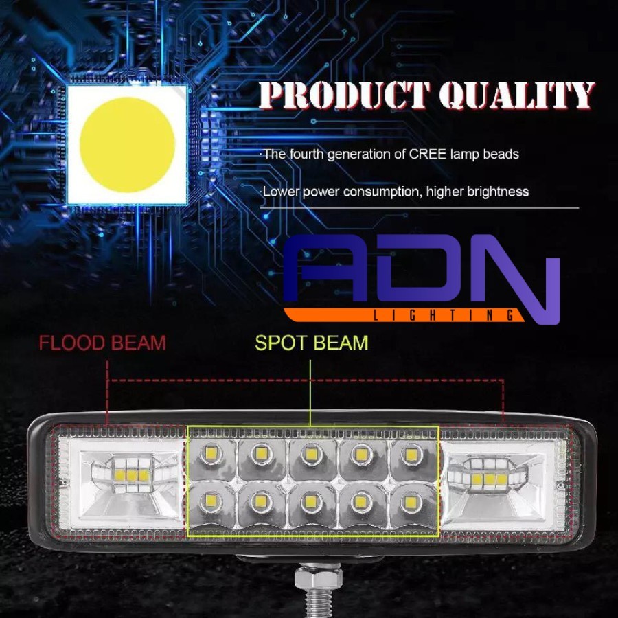 ADN.in LAMPU TEMBAK SOROT LED CWL 10 LED S.kedip 3X3 6000K SLIM BAR