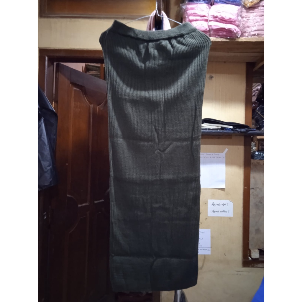 [ BEST SELLER ] ROK RAJUT SPAN / ROK RAJUT PREMIUM / ROK PANJANG TERMURAH  / MAXI SKIRT/ ROK SPAN KNITTED / ROK  RAJUT-Army