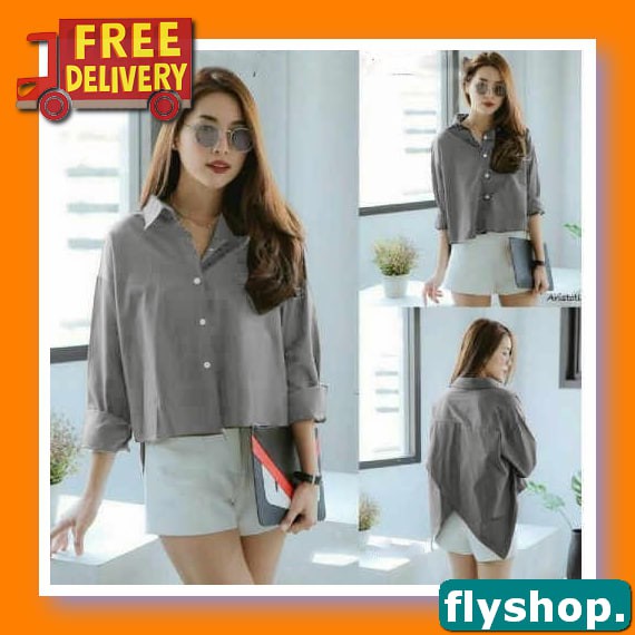 Sgbj Kemeja Korea Fashion Women'S Chiffion Blouse Tops Casual Lon EU826 [Kemaja Sherina Abu Sw] Ke