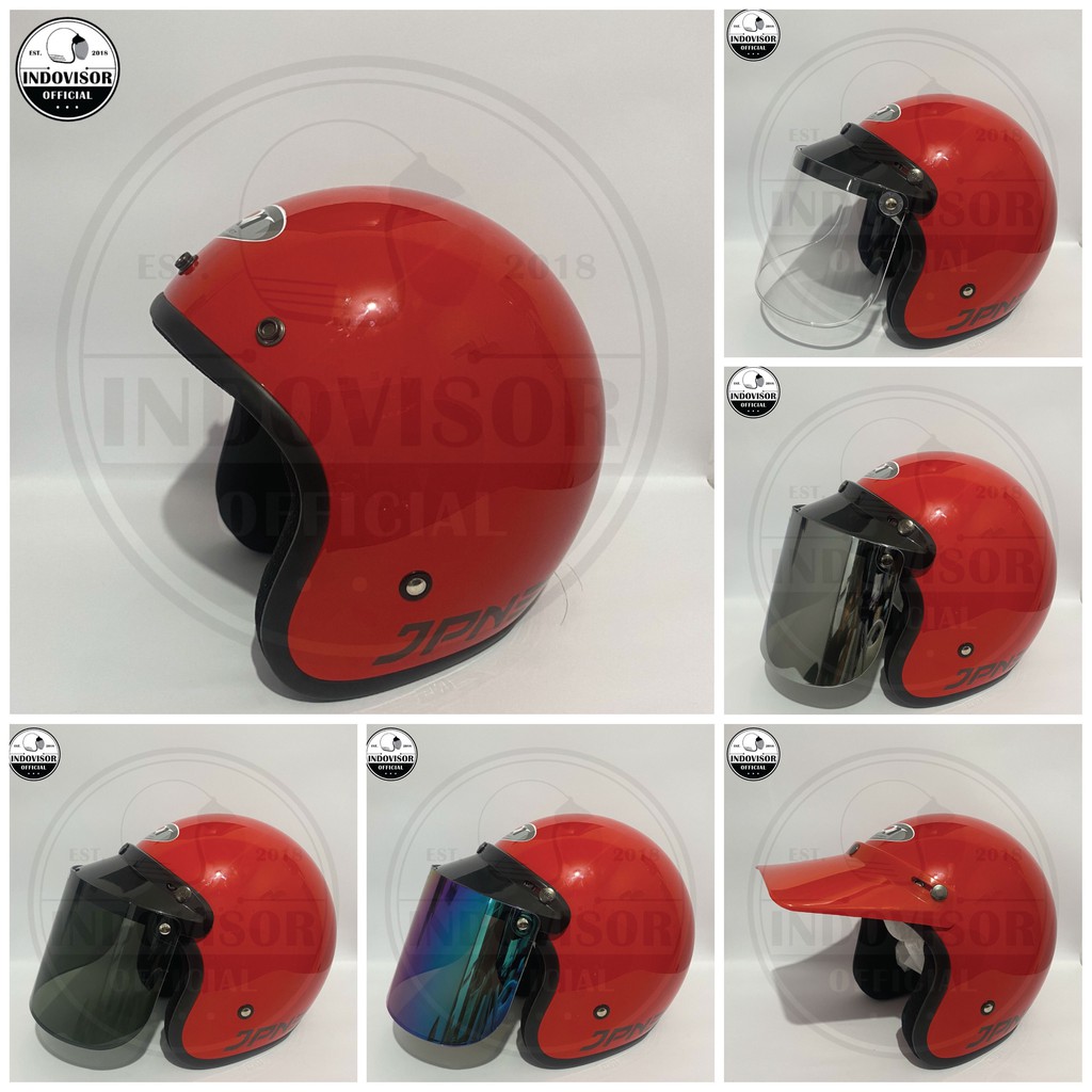 Helm JPN Warna Merah Gloss kaca flat datar