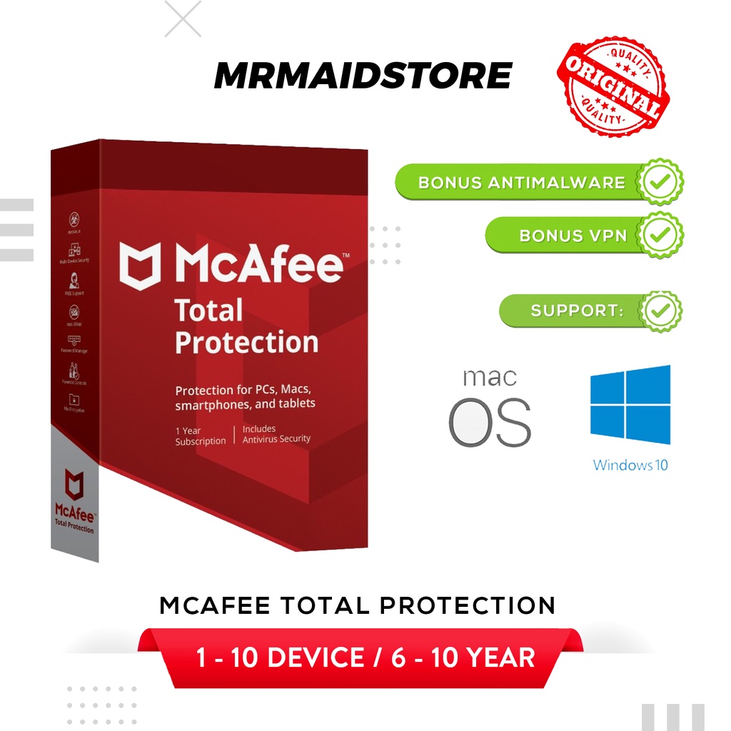 Antivirus McAfee Total Protection Latest Version | Antivirus PC | Antivirus Komputer | 10 Tahun Original