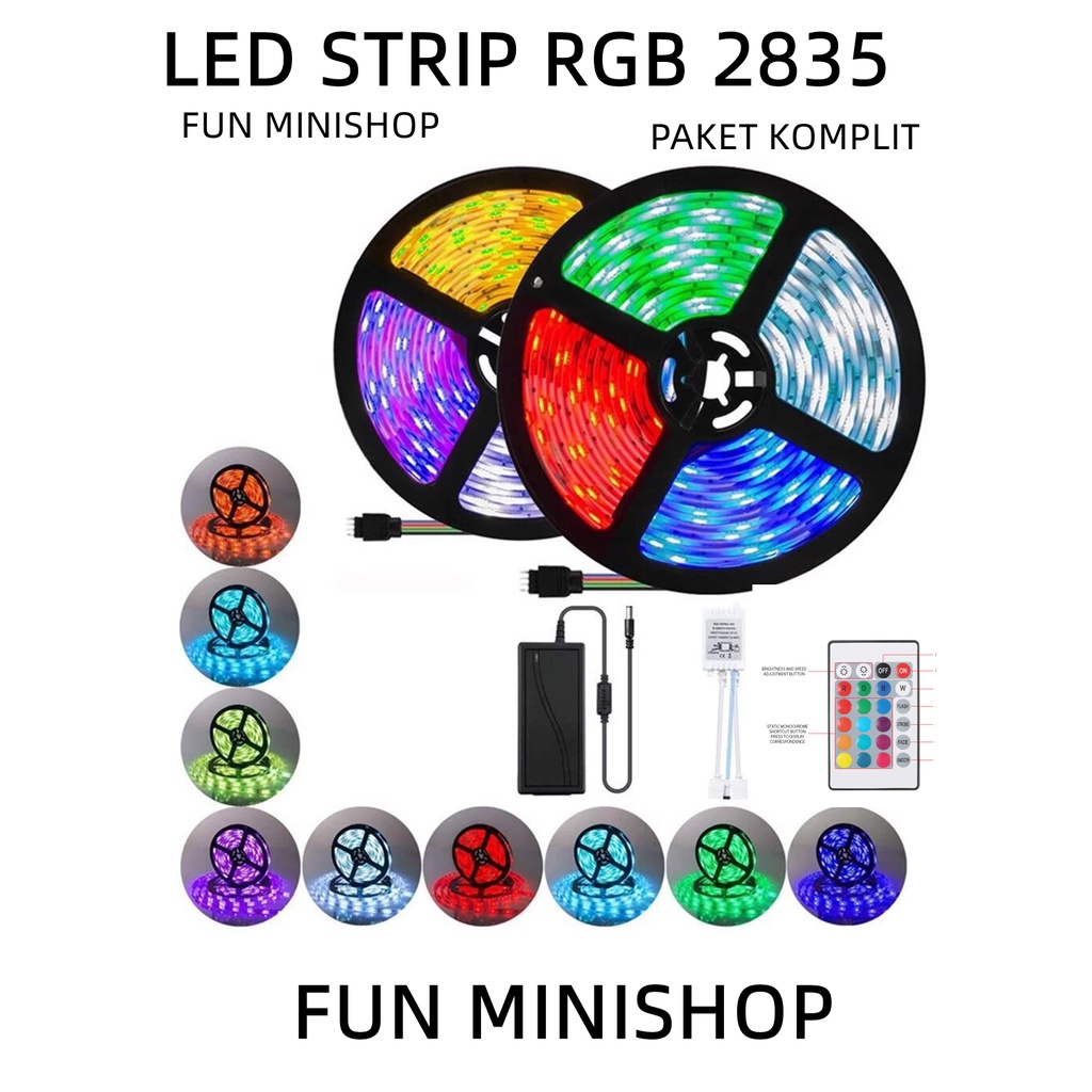 Lampu led strip RGB lampu dekorasi warna warni ip44 3528 paket lengkap