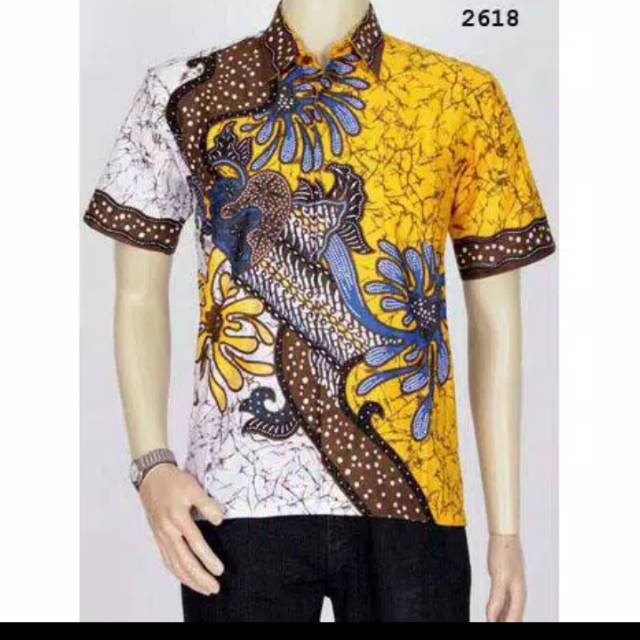 Jual Baju Kemeja Batik  Pria  lengan  pendek  Batik  Kerja  