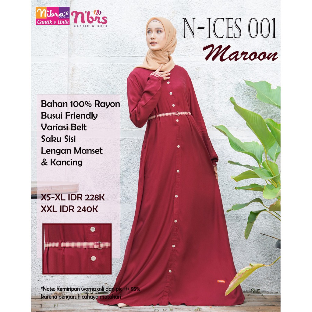 NIBRAS GAMIS N-ICES 01  BAHAN RAYON CRSTRETCH PAKAIAN MUSLIMAH SYARI TRENDY MODERN