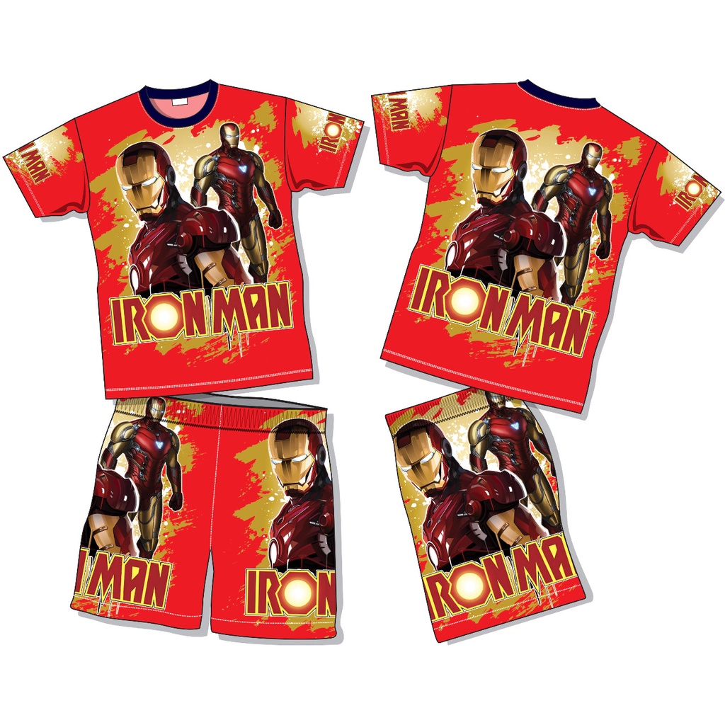 SETELAN BAJU ANAK IRON MAN FULL PRINTING USIA 2-12THN