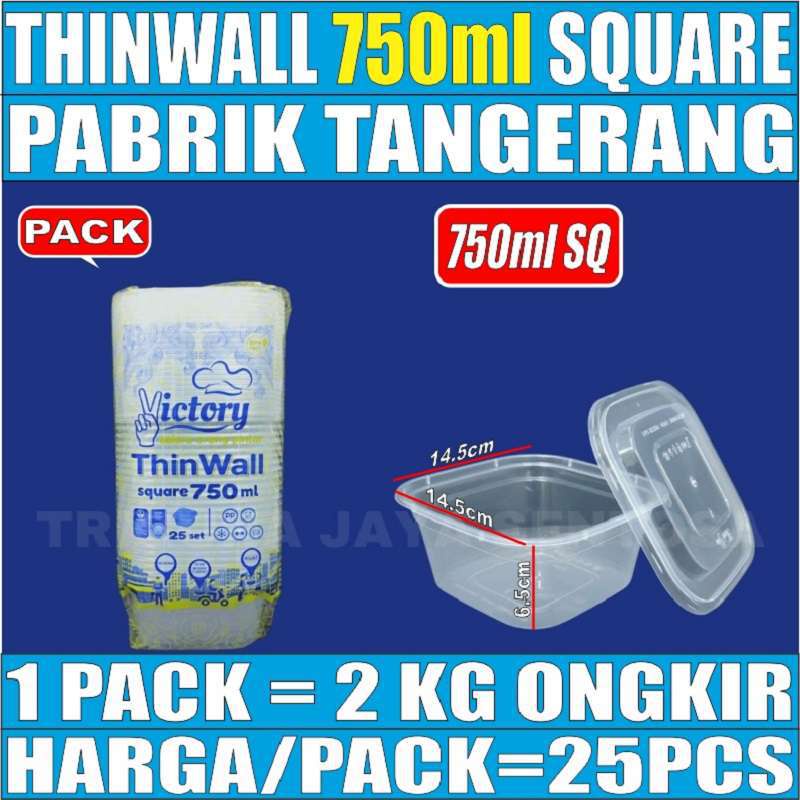 Thinwall Square SQ 750ml Food Container Box Tempat Kotak Makan Plastik Square 750 ml Murah