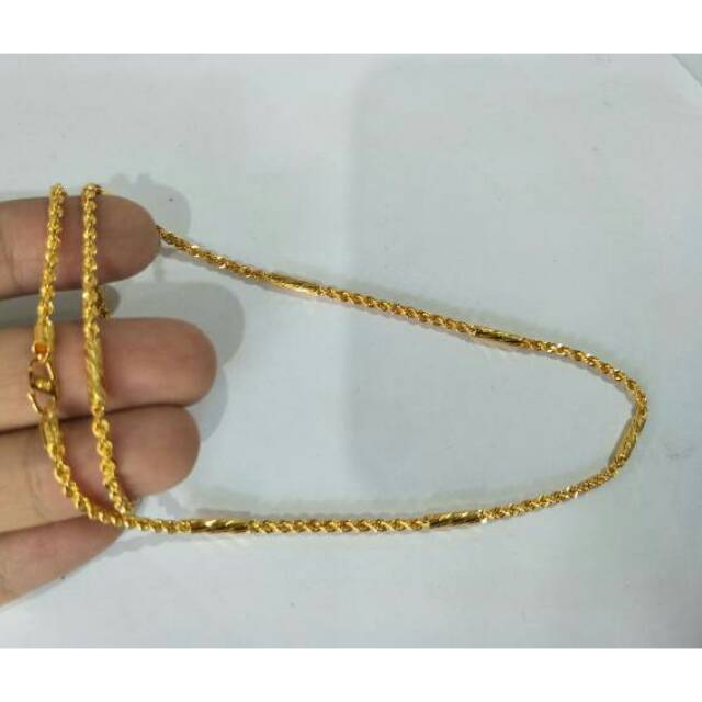 Kalung emas asli kadar 875 model tali bambu