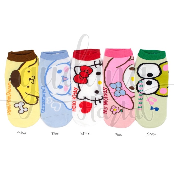 Kaos Kaki Pendek Wanita Happy Sanrio Sock Motif kartun Jepang GH 103071