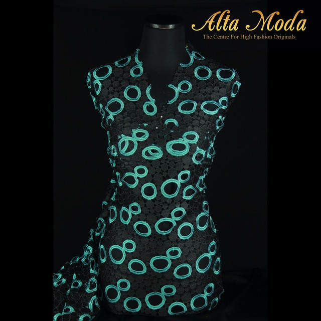 

Alta Moda Brokat Prada Lingkaran Bulat Hitam Dan Tosca