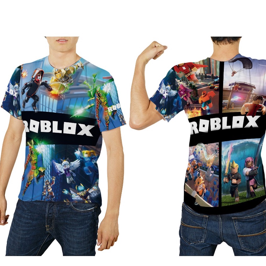 ROBLOX Baju Kaos Laki-Laki Dewasa Fullprint