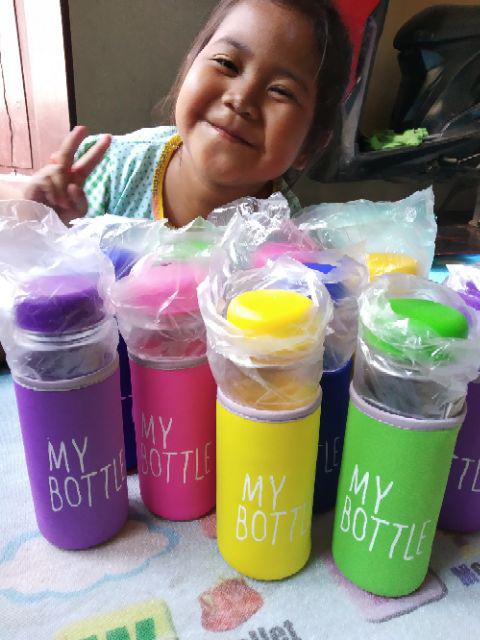 Botol Minum / Bening 13 Warna Sarung Busa / Logo Bpa Free/ Anti Pecah & Tahan Air Panas L1003