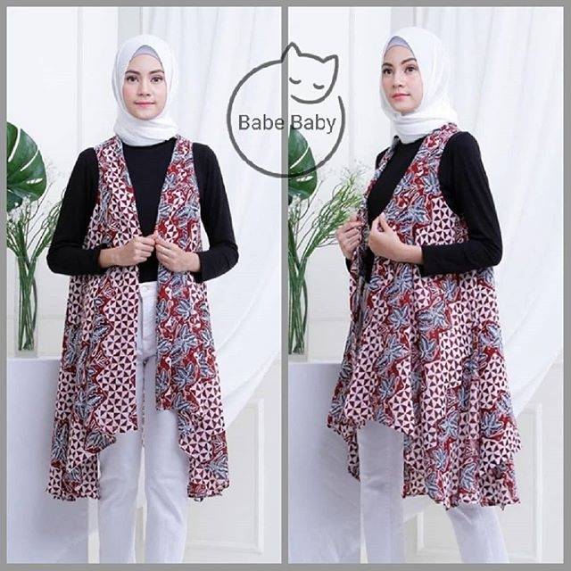 Outer Vest Cardigan  Batik  Sora Katun Paris Shopee  Indonesia