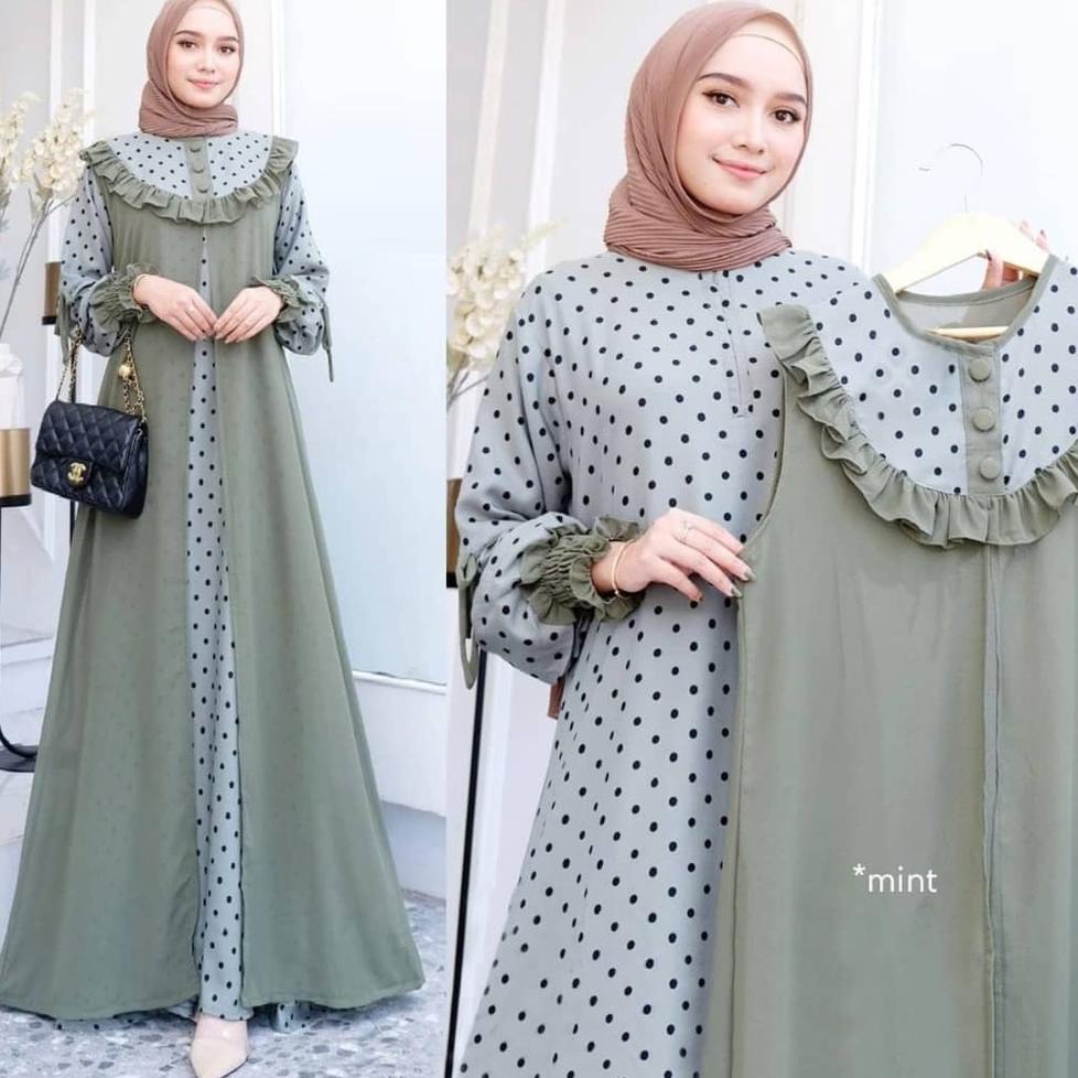 AGC KIMIKO DRESS SET Bahan CERUTY BABYDOLL FULL FURING Baju Ceruti Setelan Wanita Muslim Setelan Wan