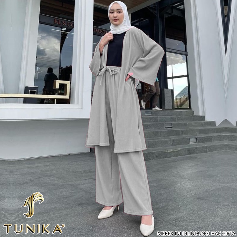 Baju Setelan Wanita Kekinian - One set Wanita - Setelan Tunik - Set Filanto - Lexoir-St Filanto Abu