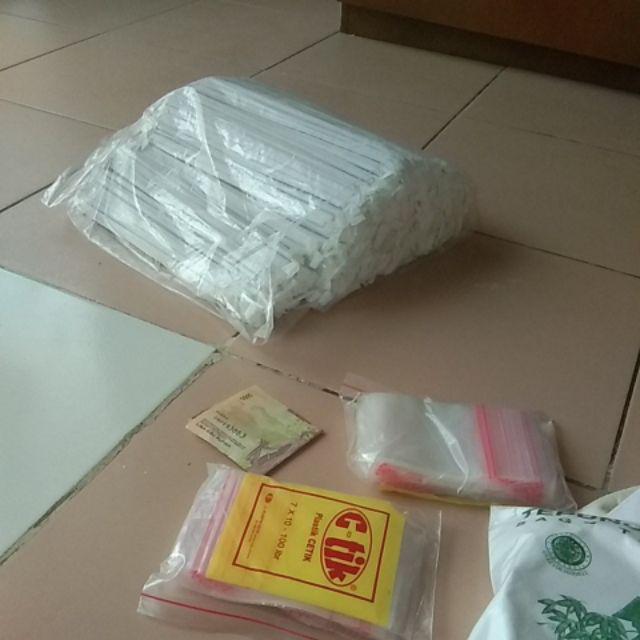 Sedotan/pipet Bengkok Fleksibel 22cm Higienis Steril Putih/hitam 5mm @500pcs