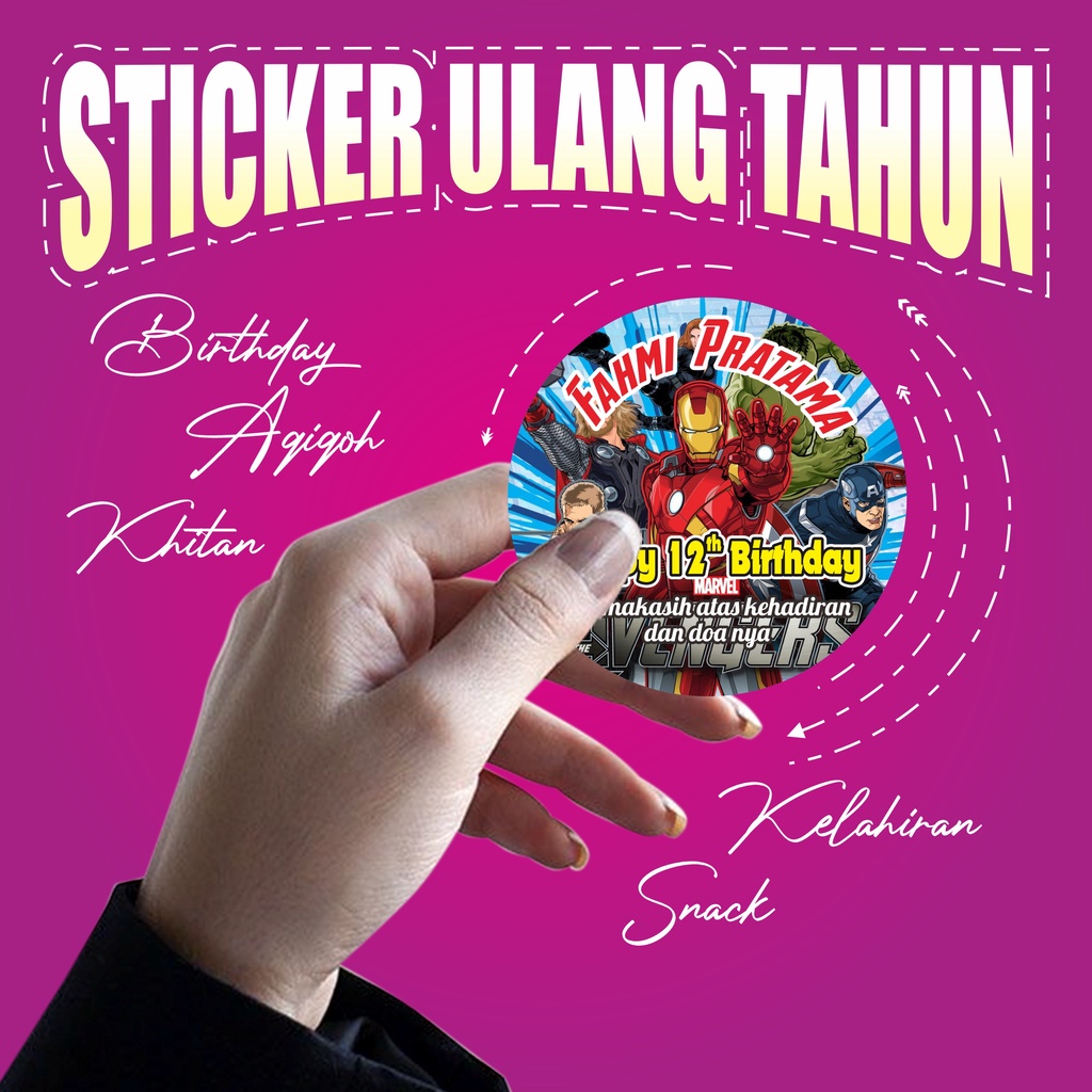 

STIKER ULANG TAHUN ANAK cetak stiker bulat ulang tahun anak / custom / stiker ultah / free desain template / birthday sticker