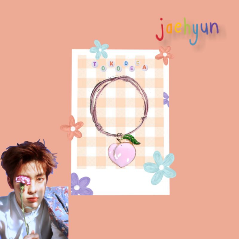✨ Jaehyun NCT 127 Peach Pink Fruit Bracelet Gelang Tali Kpop Korea Buah Persik Pink ✨