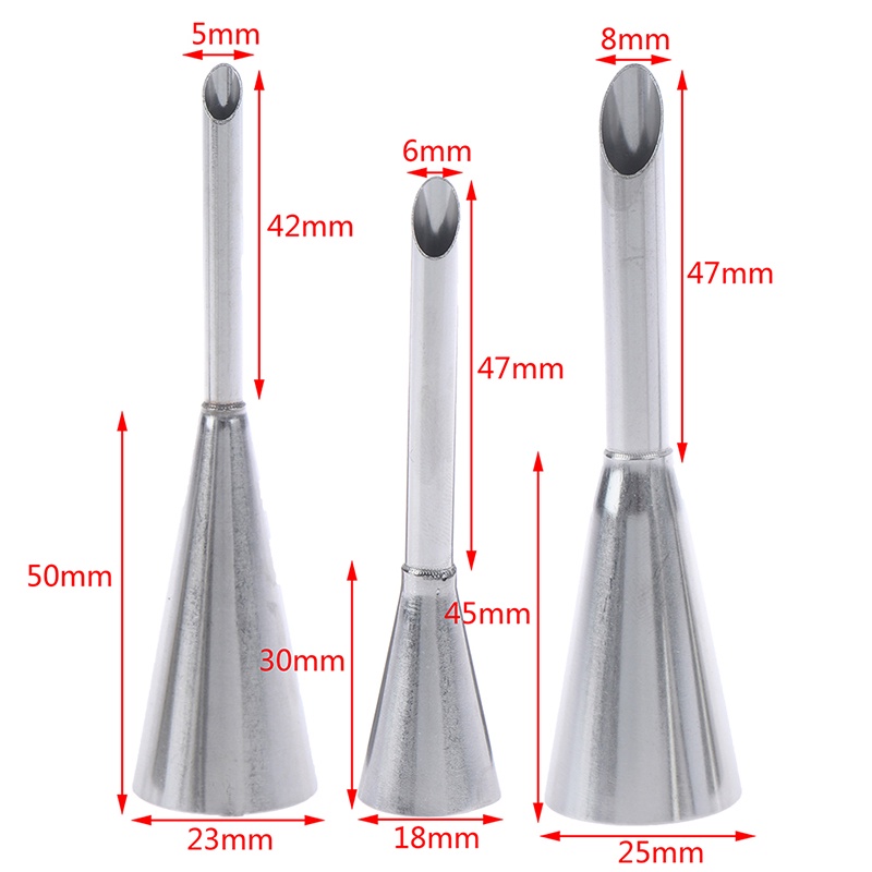 3 Pcs Nozzle Pipa Puff Bahan Stainless Steel Untuk Dekorasi Kue