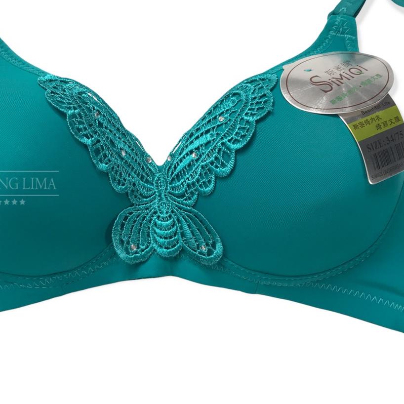 ☟ BH Wanita Dewasa Simiqi Motif Renda Kupu - Kupu kait 2 | BRA kualitas Lingcao | NYAMAN HALUS TOP B
