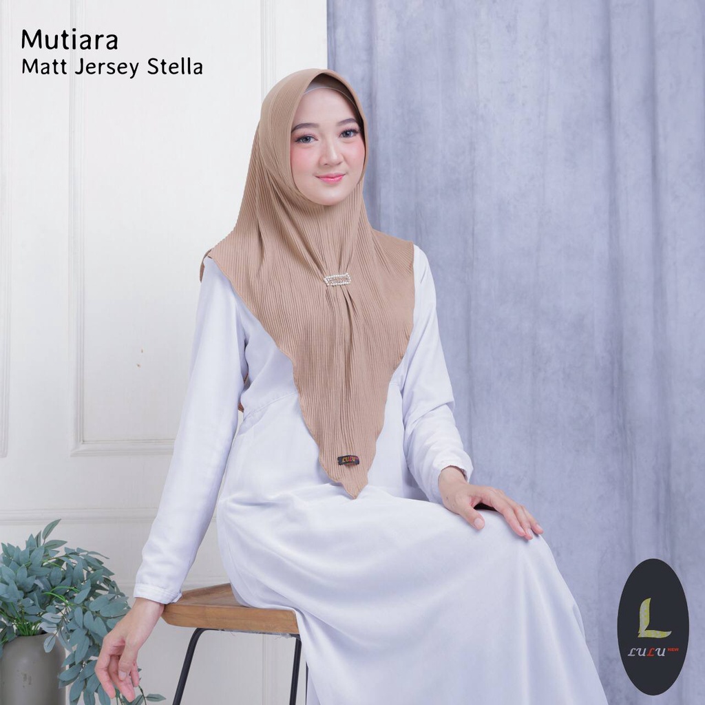 Agen Supplier Grosir Hijab Lulu Mutiara Plisket Hijab Instan Polos Terlaris