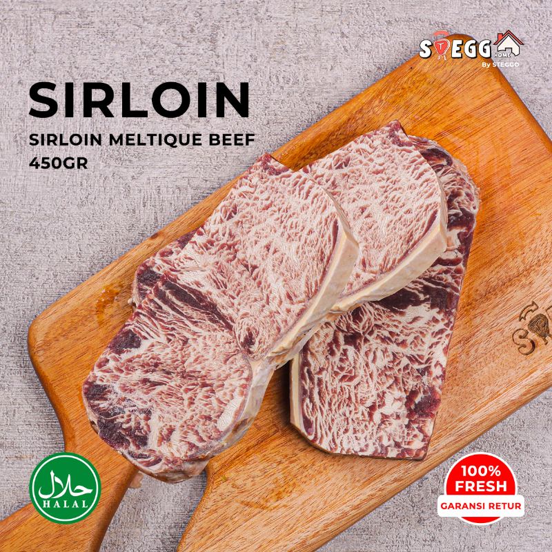 

Sirloin Beef Steak Premium 450 Gr meltique/ Daging Steak Sapi Sirloin Halal by Steggo