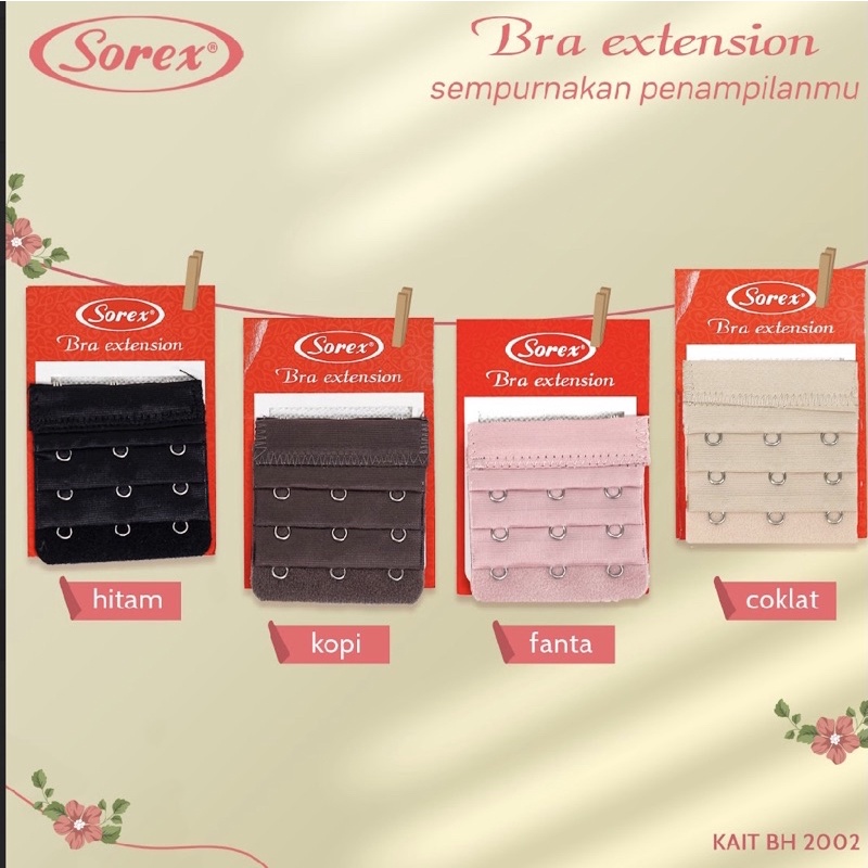 BRA EXTENTION EXTENDER BRA PENGAIT TALI TAMBAHAN PERPANJANGAN KAIT BH 2 2001, KAIT BH 3 2002 SOREX