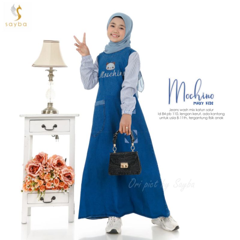 Moschia Kids maxy - gamis anak - lepis anak - kids levis - baju gamis kecil - umur 9-13 tahun - musl