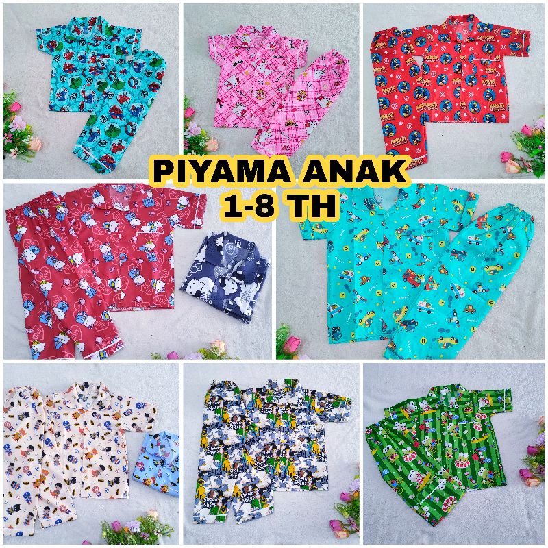 Piyama Anak 1 2 3 4 5 6 Tahun baju tidur anak cewek cowok Animasi celana panjang