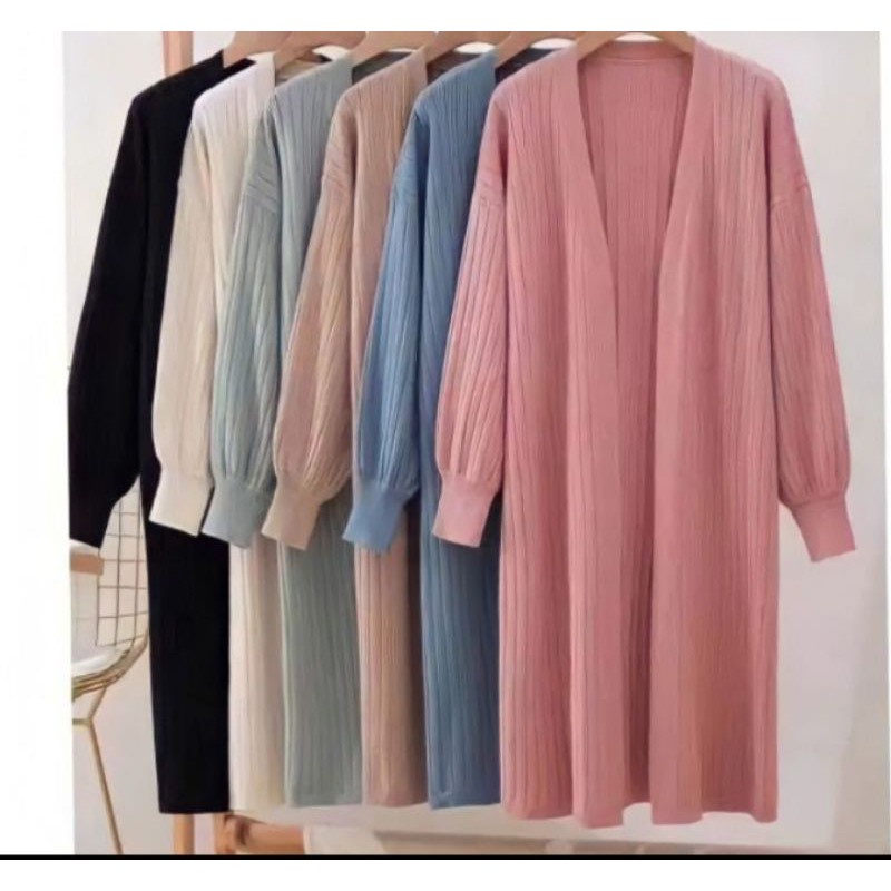 [✅COD] BUBBLE LONG KARDIGAN - Cardigan Wanita Rajut Halus Long Cardigan